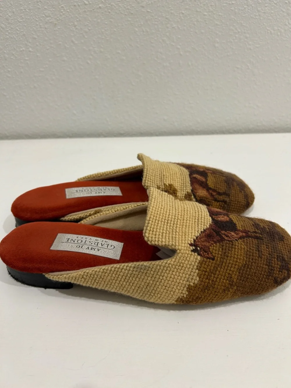 RARE Vintage Amy Jo Gladstone Equestrian Horse Tapestry Mules | Size 7 - Picture 6 of 14